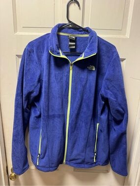 The North Face Royal Blue Fleece Jacket with Neon Yellow Trim